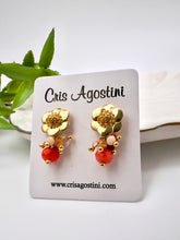 Load image into Gallery viewer, Flower earrings with crystal cluster
