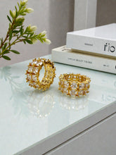 Load image into Gallery viewer, Large ring with two rows of square cz
