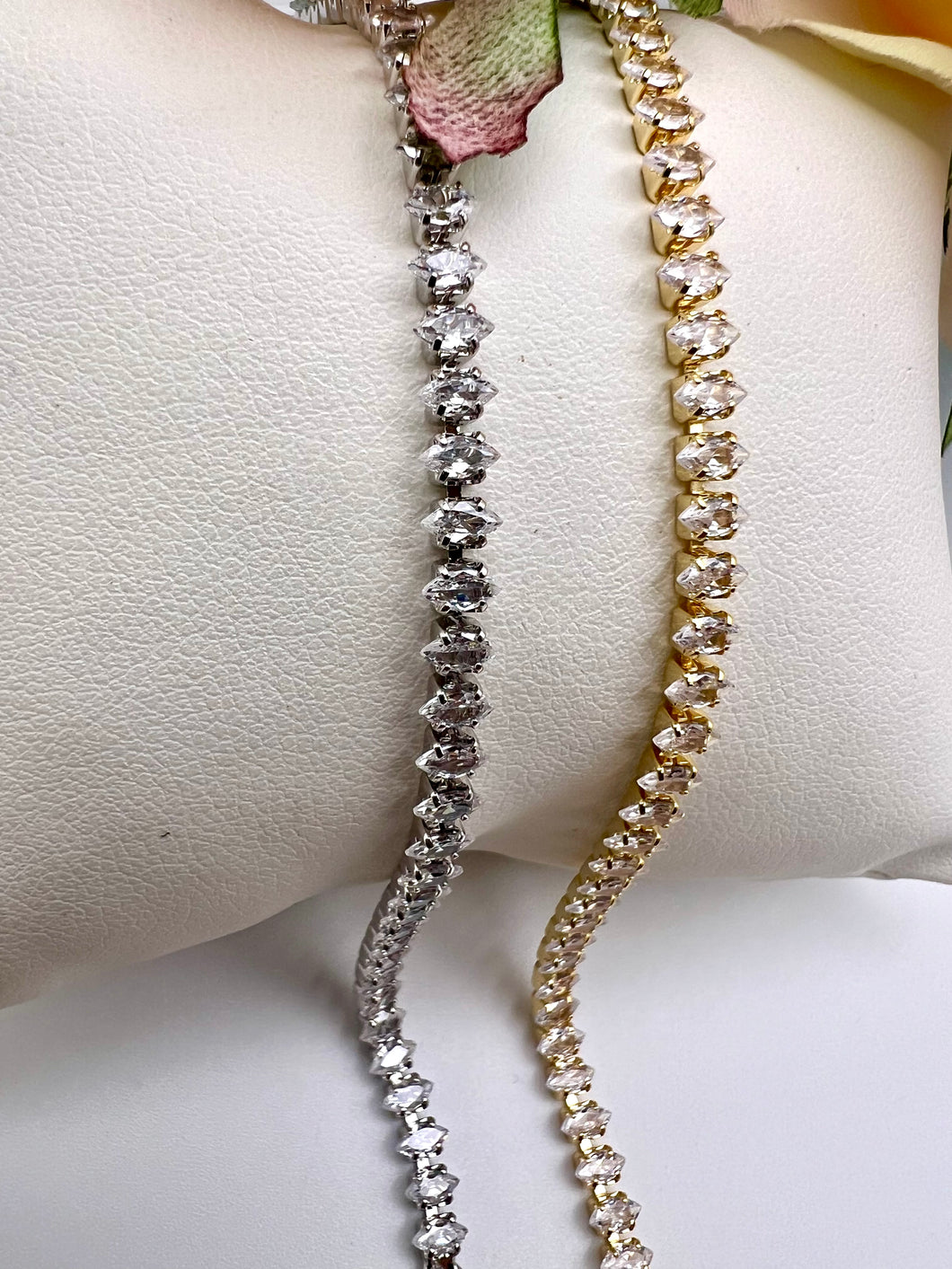Small delicate diamond baguette bracelet