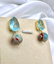 Load image into Gallery viewer, Light blue crystal drop imperial jasper earrings
