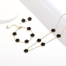 Load image into Gallery viewer, Black Van Cley clover set earrings bracelet necklace
