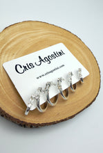 Load image into Gallery viewer, Set of 3 hoop earrings baguettes in front

