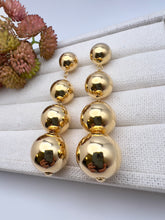 Load image into Gallery viewer, Four different ball sizes gold and rhodium earrings
