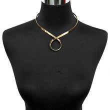 Load image into Gallery viewer, Solid gold plated necklace twisted detail choker
