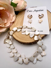 Load image into Gallery viewer, Mother of pearl hoop and necklace jewelry set
