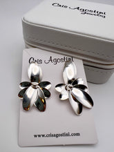 Load image into Gallery viewer, Silver plated organic orchid earrings
