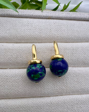 Load image into Gallery viewer, Chrysocolla ball Gemstone earrings
