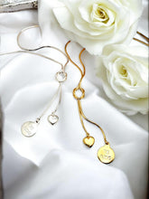 Load image into Gallery viewer, I love you small medal tie necklace
