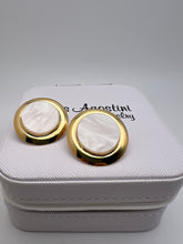 Load image into Gallery viewer, Round mother of pearl gold plated earrings
