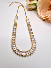 Load image into Gallery viewer, CZ Baguettes with mini link chains choker necklace

