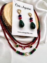 Load image into Gallery viewer, Emerald ruby and dark blue crystal choker necklace
