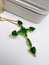 Load image into Gallery viewer, Crystal cross necklace heart end
