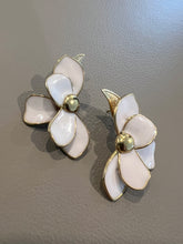 Load image into Gallery viewer, Unique enameled orchid earrings
