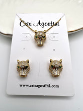 Load image into Gallery viewer, Small face of tiger emerald eyes jewelry set
