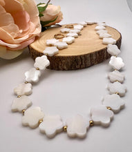 Load image into Gallery viewer, Mother of pearl hoop and necklace jewelry set
