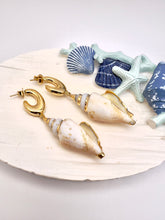 Load image into Gallery viewer, Gold base earrings with snail shell
