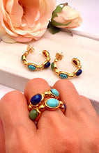 Load image into Gallery viewer, Four natural gemstones push back hoop earrings
