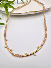 Load image into Gallery viewer, Sweet milk necklace with golden straw cz
