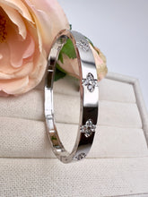 Load image into Gallery viewer, VC wider bracelet with cz clover embedded
