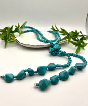 Load image into Gallery viewer, Long tie turquoise necklace
