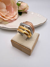 Load image into Gallery viewer, Wide 6 layers 3 colors gold plated ring
