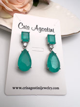 Load image into Gallery viewer, Square base with hanging drop earrings
