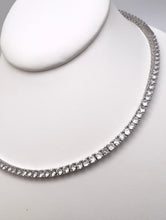 Load image into Gallery viewer, Tennis choker fine-cut cz logo lock necklace
