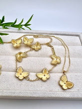 Load image into Gallery viewer, Medium clover butterfly gold plated inspired bracelet
