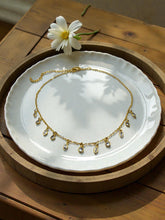 Load image into Gallery viewer, Small round and leaf zirconia pendant choker necklace
