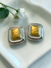 Load image into Gallery viewer, Organic gold and silver square earrings
