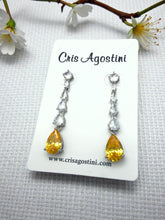 Load image into Gallery viewer, Long cz yellow crystal drop earrings
