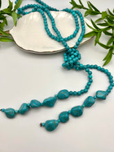 Load image into Gallery viewer, Long tie turquoise necklace
