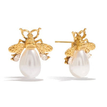 Load image into Gallery viewer, Inspired bee with pearl earrings

