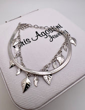 Load image into Gallery viewer, Double ribbon and leaf bracelet
