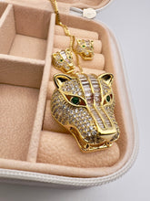 Load image into Gallery viewer, Crystal CZ tigers on the face jewelry set
