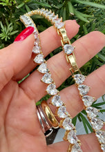 Load image into Gallery viewer, Large heart cz tennis chain choker necklace
