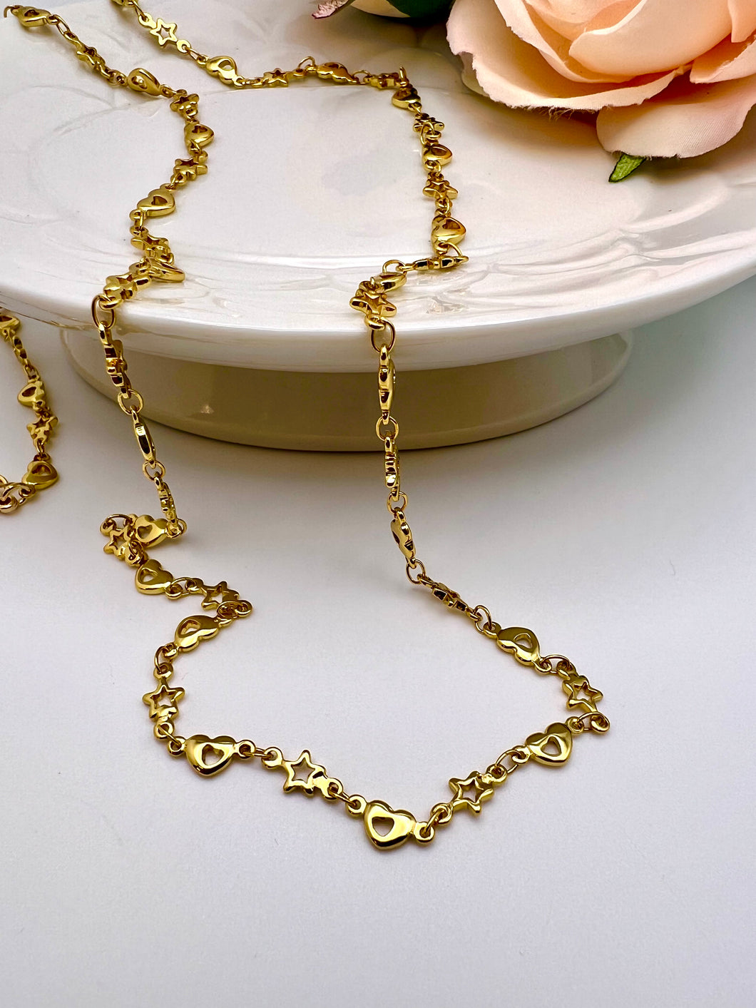Mini heart and stars long necklace