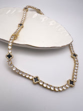 Load image into Gallery viewer, Fine clover detail tennis cz choker necklace
