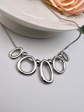 Load image into Gallery viewer, Hollow oval silver pendants necklace
