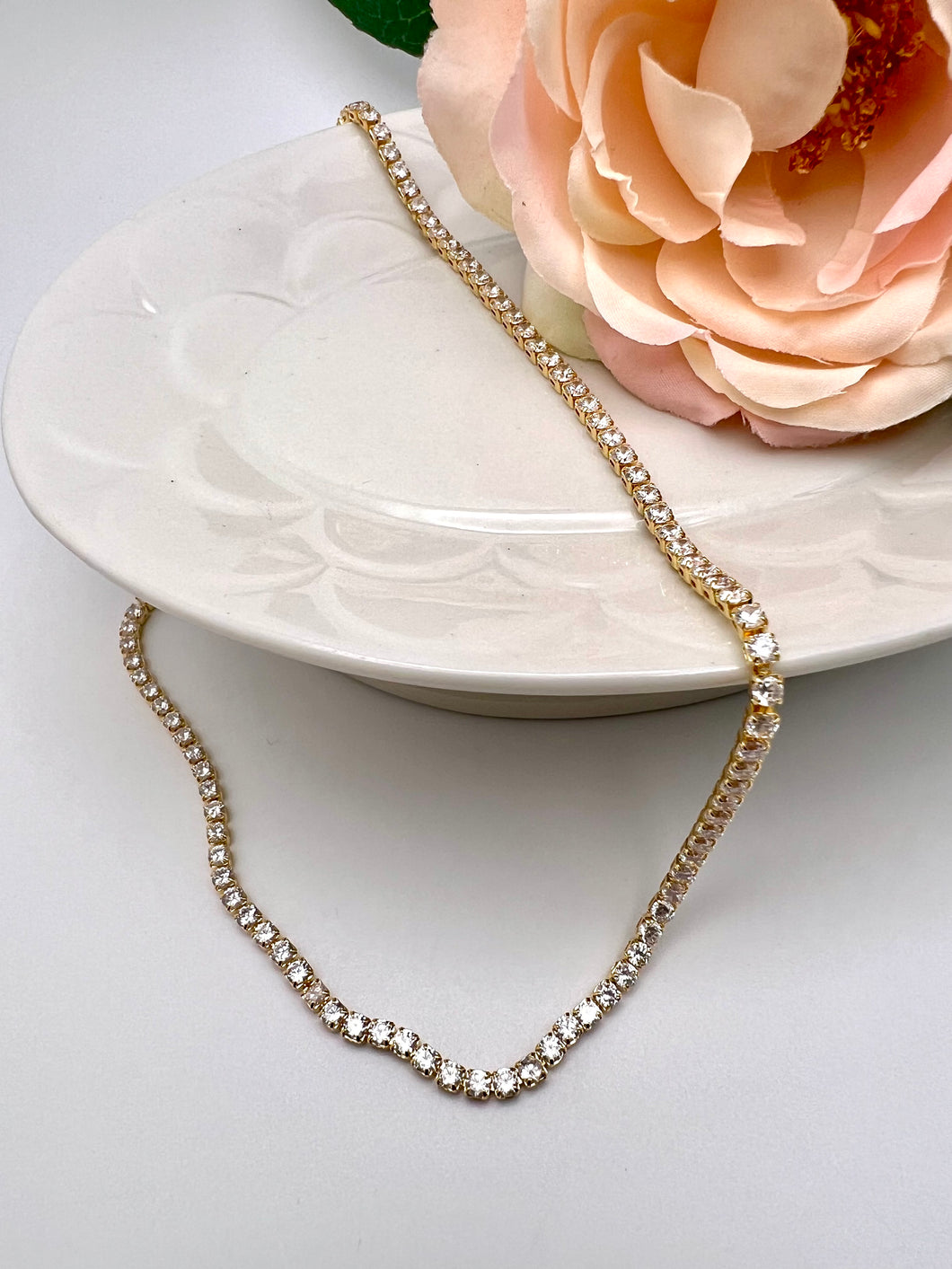 Tennis choker small cz necklace