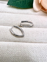 Load image into Gallery viewer, Almond shaped cz detail inside  hoop earrings
