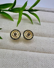 Load image into Gallery viewer, Fine small pizza cz black earrings
