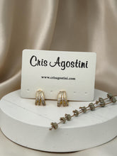 Load image into Gallery viewer, Small 3-row pave earrings
