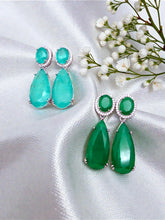 Load image into Gallery viewer, Classic studded cz base drop earrings
