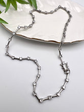 Load image into Gallery viewer, Cz diamond  straight detail rhodium plated necklace
