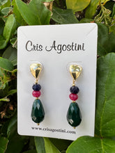 Load image into Gallery viewer, Jade safira rubellite emerald jade drop earrings
