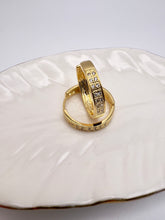 Load image into Gallery viewer, Two cz pave  layers in front medium hoop earrings
