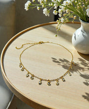 Load image into Gallery viewer, Small round and leaf zirconia pendant choker necklace
