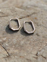 Load image into Gallery viewer, Cut corner earrings cz detail
