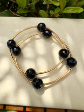 Load image into Gallery viewer, Black agate natural gemstone 4 balls bracelet
